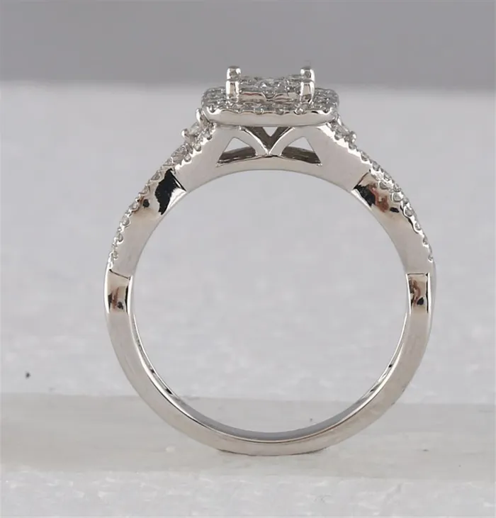 Rings gndatlanta 14k White Gold Round Diamond Square Cluster Ring 12 Cttw