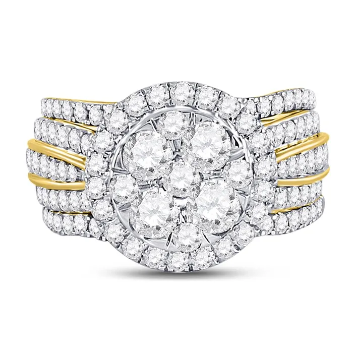 Rings gndatlanta 14k Yellow Gold Round Diamond 3Piece Bridal Wedding Ring Set 212 Cttw