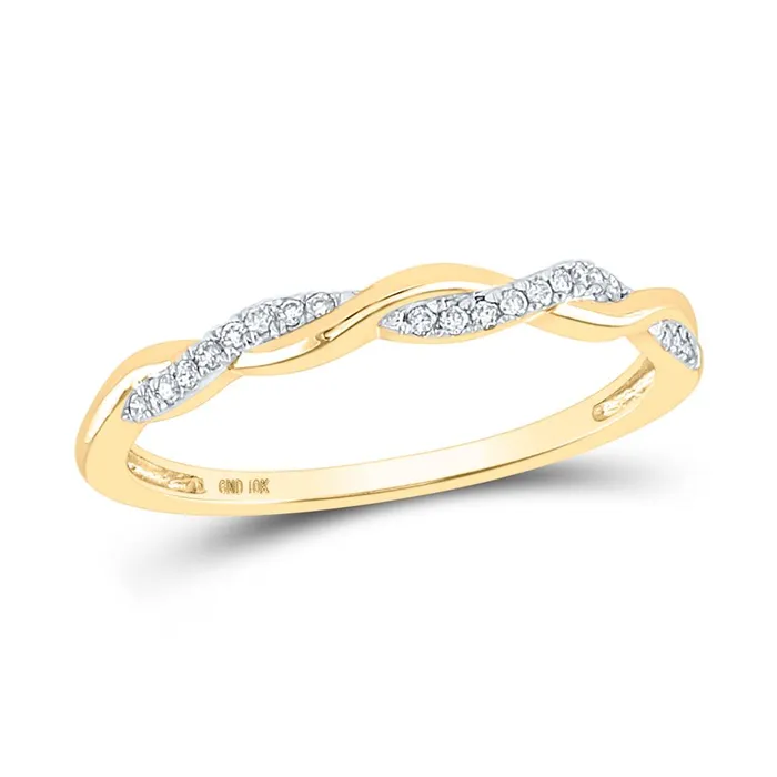 Rings gndatlanta 14k Yellow Gold Round Diamond Twist Stackable Band Ring 112 Cttw Size 75