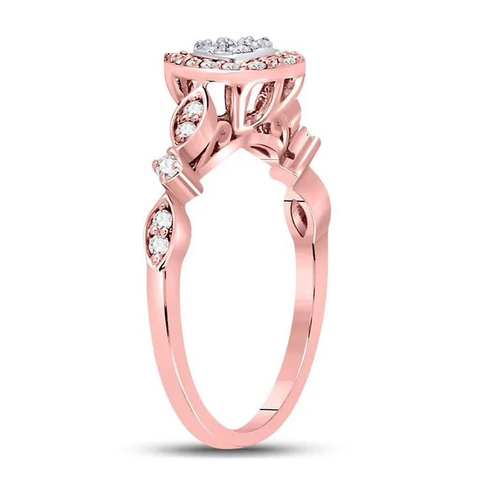 Rings gndatlanta 14kt Rose Gold Round Diamond Heart Cluster Ring 13 Cttw