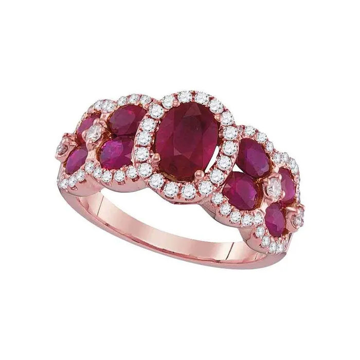 Rings gndatlanta 18k Rose Gold Oval Ruby Diamond Luxury Fashion Ring 312 Cttw