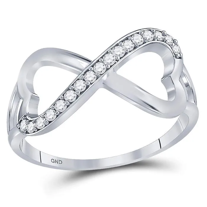 Rings gndatlanta Sterling Silver White Diamond Infinityweave Heart Band Ring 16 Cttw