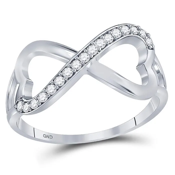 Rings gndatlanta Sterling Silver White Diamond Infinityweave Heart Band Ring 16 Cttw