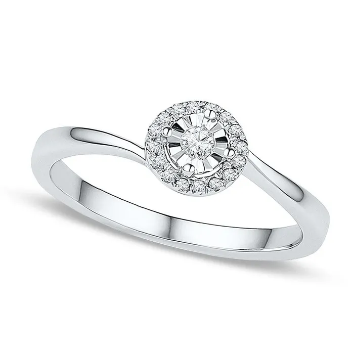 Rings Goldia 010 CT TW Natural Diamond Frame Promise Ring in Solid 10K White Gold