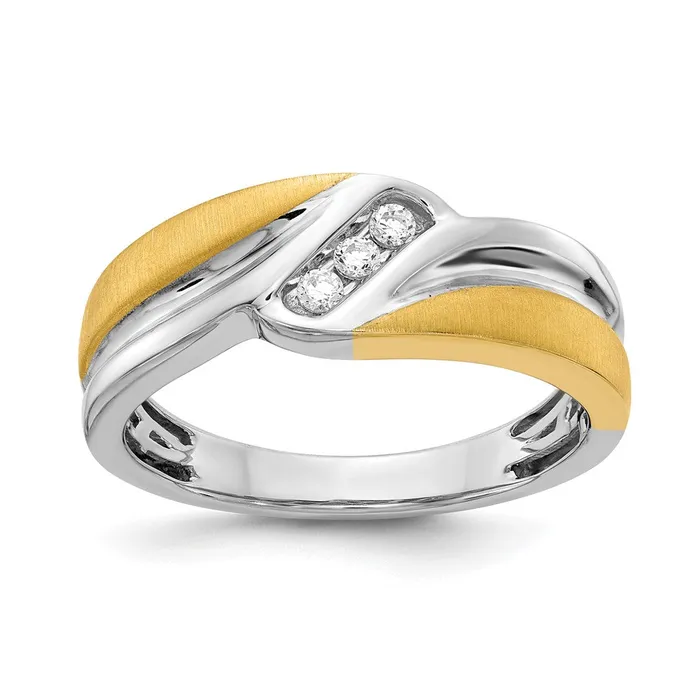 Rings Goldia 010ct CZ Solid Real 14k White Yellow Gold Mens Ring