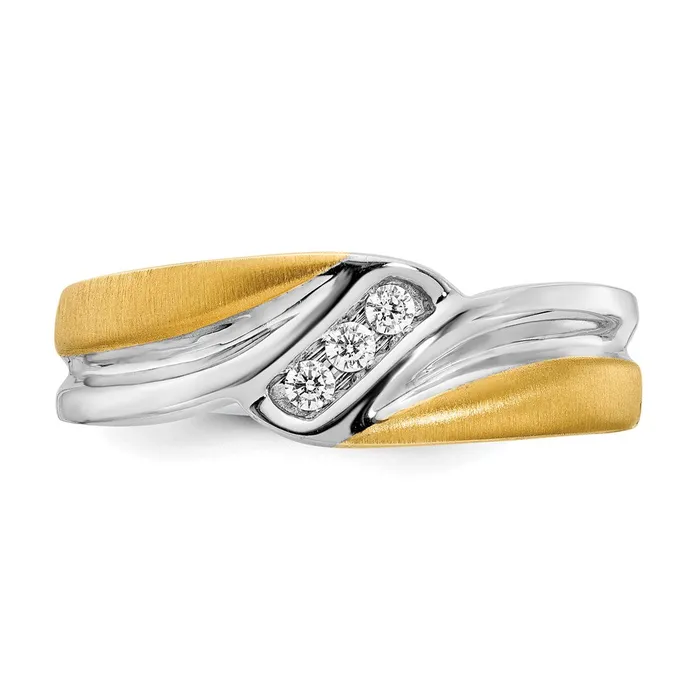 Rings Goldia 010ct CZ Solid Real 14k White Yellow Gold Mens Ring