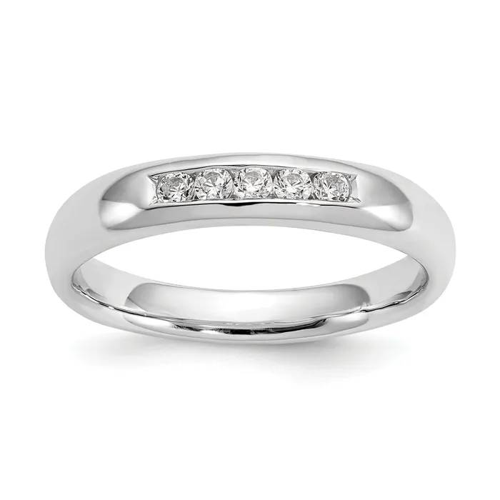 Rings Goldia 014ct CZ Solid Real 14K White Gold 5Stone Channel Wedding Band Ring
