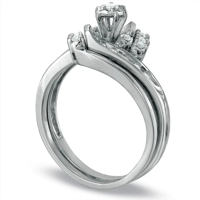 Rings Goldia 025 CT TW Natural Diamond Bridal Engagement Ring Set in Solid 10K White Gold