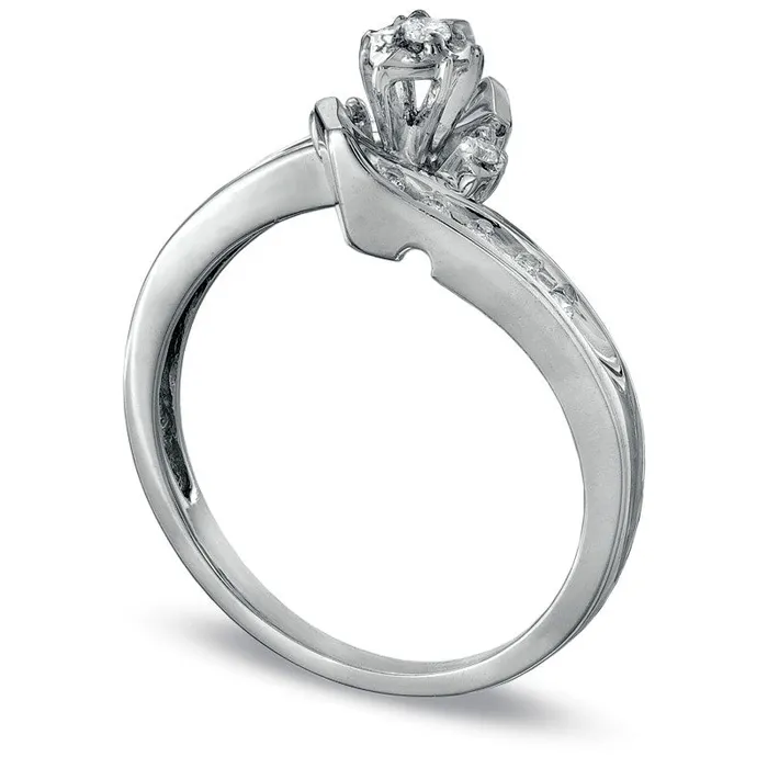 Rings Goldia 025 CT TW Natural Diamond Bridal Engagement Ring Set in Solid 10K White Gold