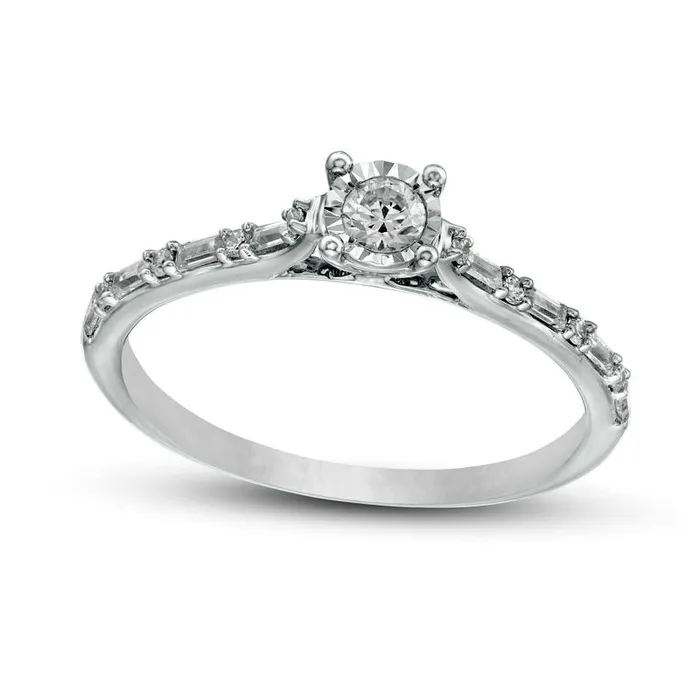 Rings Goldia 025 CT TW Natural Diamond Promise Ring in Solid 10K White Gold