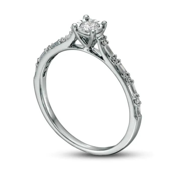 Rings Goldia 025 CT TW Natural Diamond Promise Ring in Solid 10K White Gold