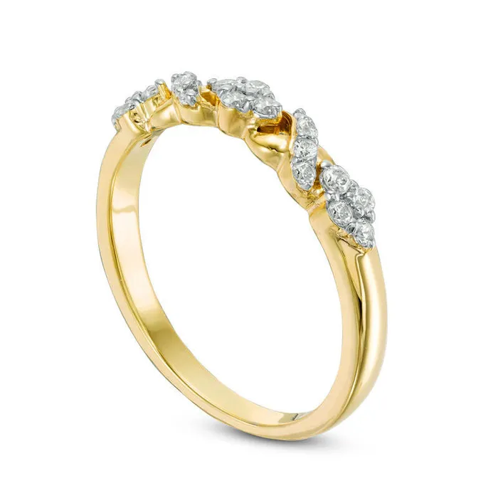 Rings Goldia 025 CT TW Natural Diamond XO Band in Solid 10K Yellow Gold