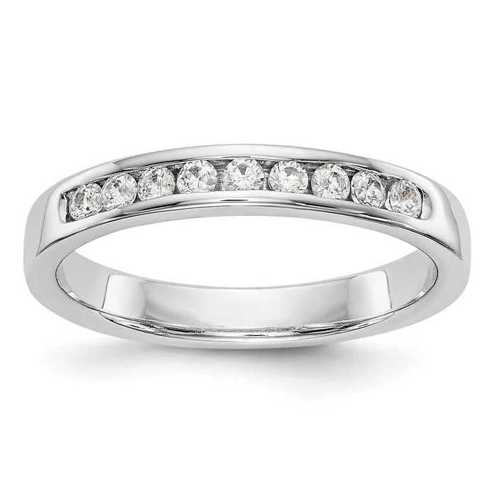Rings Goldia 032ct CZ Solid Real 14K White Gold 9Stone Channel Wedding Band Ring