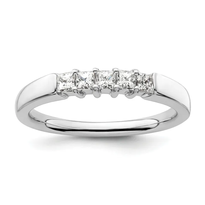 Rings Goldia 033ct CZ Solid Real 14K White Gold 5Stone Wedding Band Ring