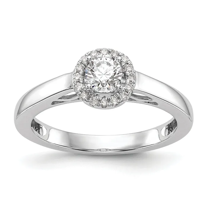 Rings Goldia 033ct CZ Solid Real 14K White Gold Round Halo Engagement Ring
