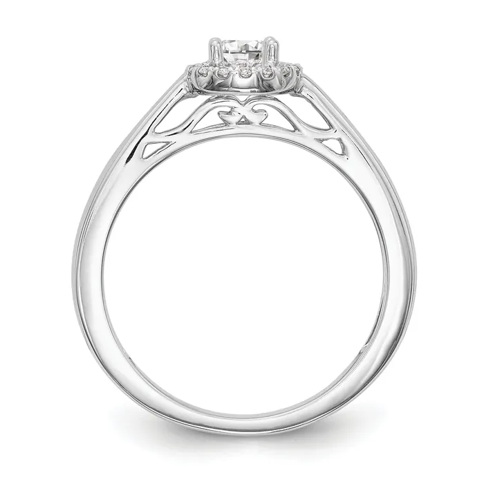 Rings Goldia 033ct CZ Solid Real 14K White Gold Round Halo Engagement Ring