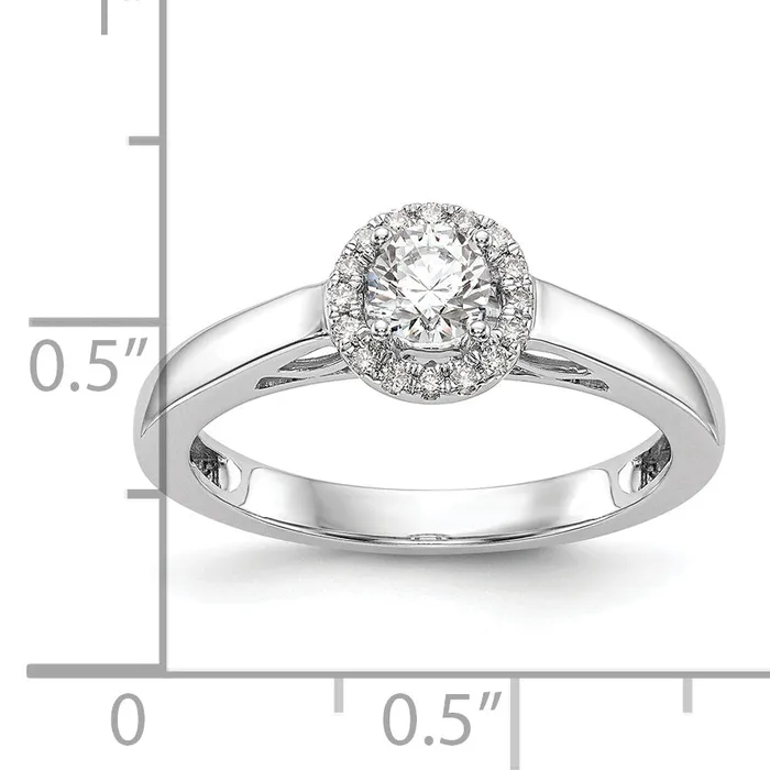 Rings Goldia 033ct CZ Solid Real 14K White Gold Round Halo Engagement Ring