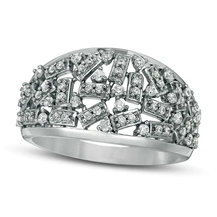 Rings Goldia 038 CT TW Natural Diamond Scatter Ring in Solid 10K White Gold