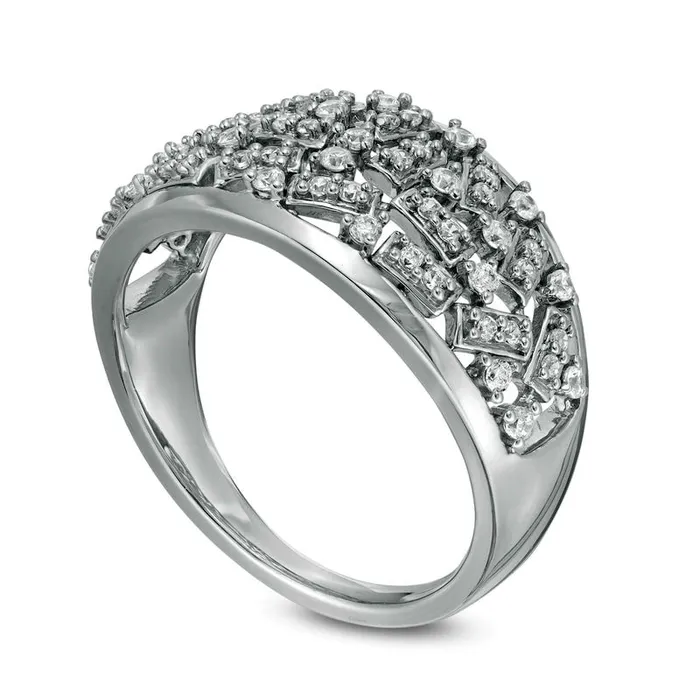 Rings Goldia 038 CT TW Natural Diamond Scatter Ring in Solid 10K White Gold