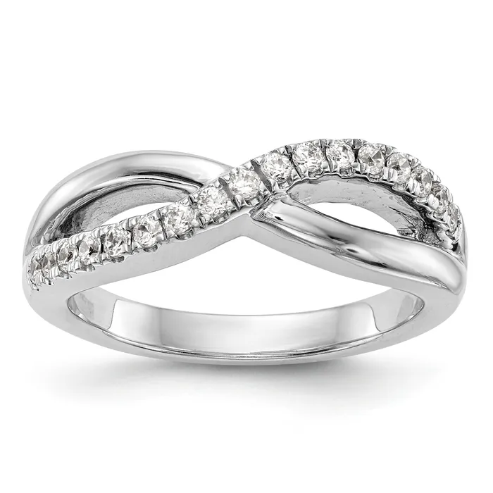 Rings Goldia 039ct CZ Solid Real 14K White Gold Wedding Band Ring