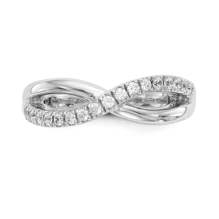 Rings Goldia 039ct CZ Solid Real 14K White Gold Wedding Band Ring