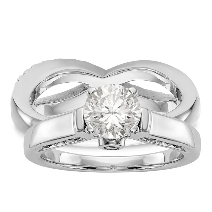 Rings Goldia 039ct CZ Solid Real 14K White Gold Wedding Band Ring