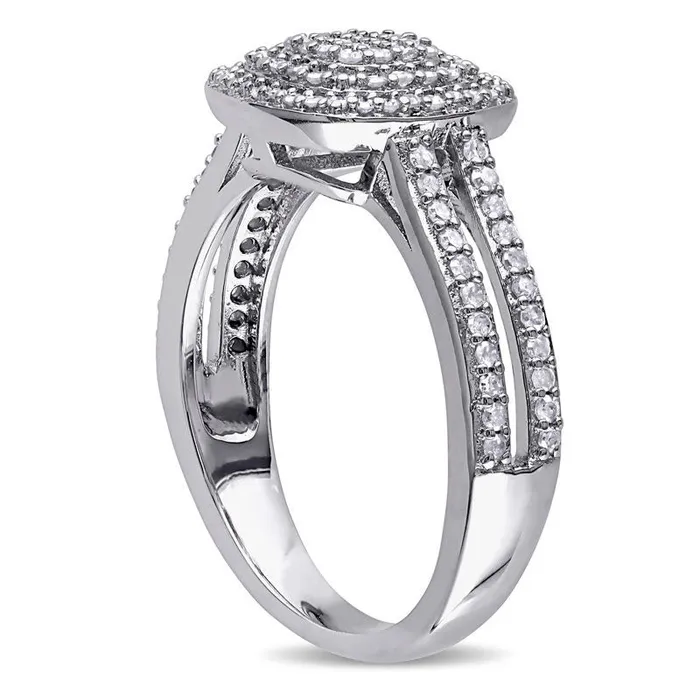 Rings Goldia 050 CT TW Composite Natural Diamond Double Cushion Frame Ring in Sterling Silver