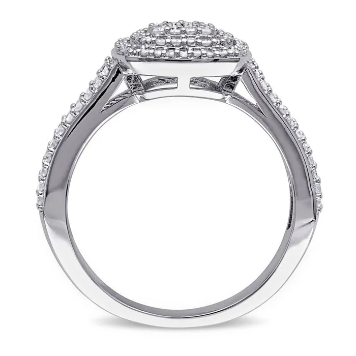 Rings Goldia 050 CT TW Composite Natural Diamond Double Cushion Frame Ring in Sterling Silver