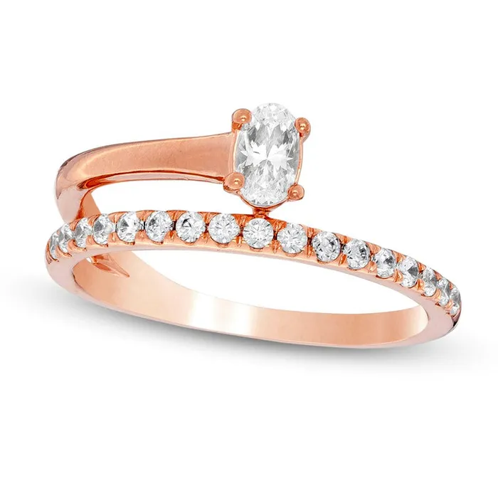 Rings Goldia 050 CT TW Oval Natural Diamond Wrap Ring in Solid 10K Rose Gold
