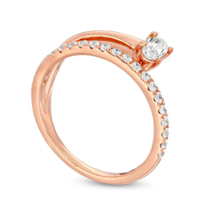 Rings Goldia 050 CT TW Oval Natural Diamond Wrap Ring in Solid 10K Rose Gold