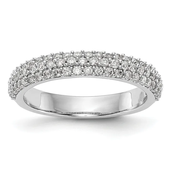 Rings Goldia 056ct CZ Solid Real 14K White Gold Micro Pave Wedding Band Ring