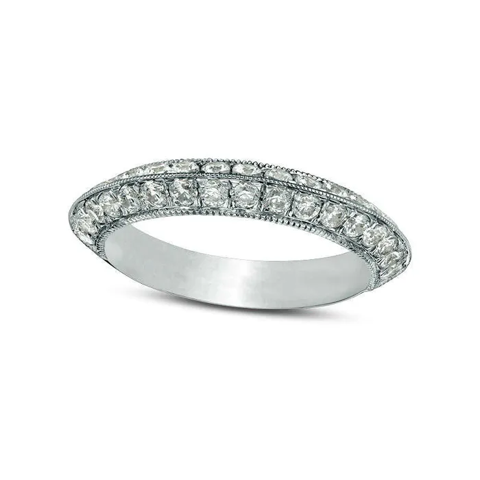 Rings Goldia 10 CT TW Natural Diamond Double Row Antique VintageStyle Wedding Band in Solid 10K White Gold