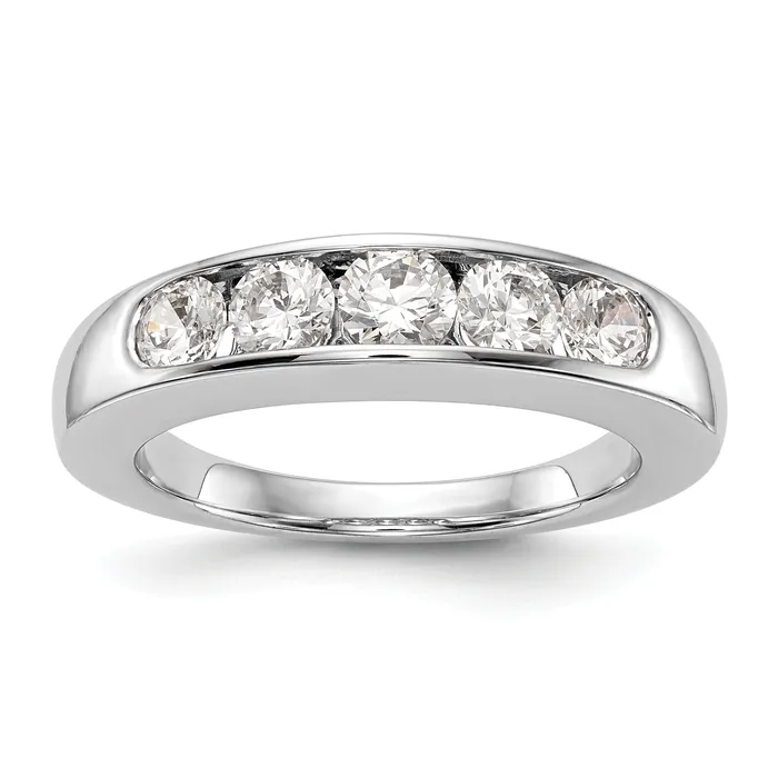 Rings Goldia 100ct CZ Solid Real 14K White Gold 5Stone Channel Wedding Band Ring