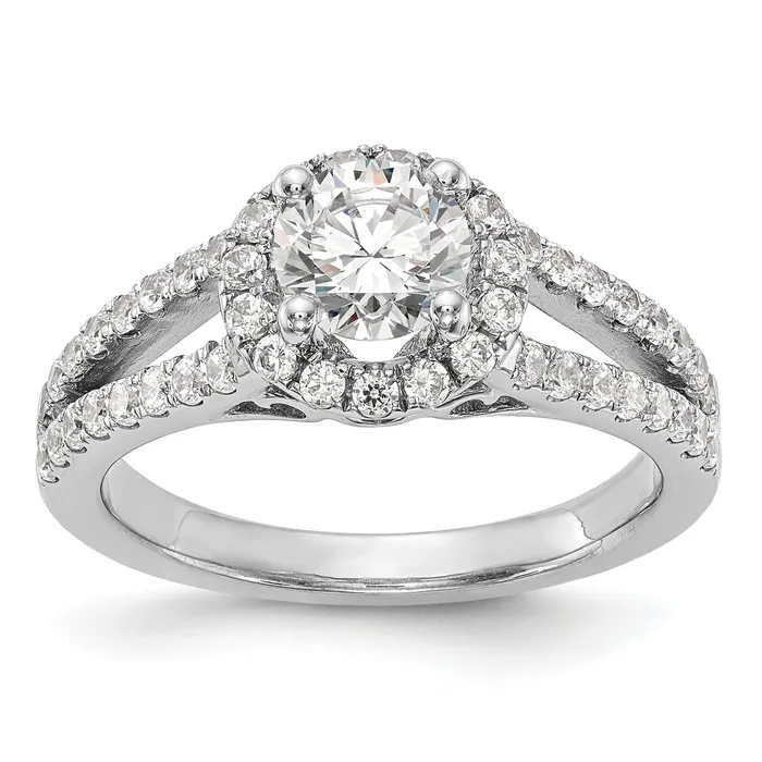 Rings Goldia 100ct CZ Solid Real 14K White Gold Round Halo Engagement Ring