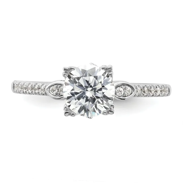 Rings Goldia 100ct CZ Solid Real 14k White Polish 1ct Round Engagement Dia Ring