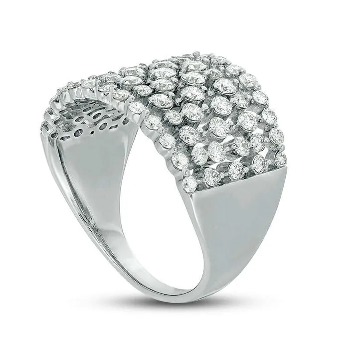 Rings Goldia 15 CT TW Natural Diamond MultiRow Ring in Solid 14K White Gold