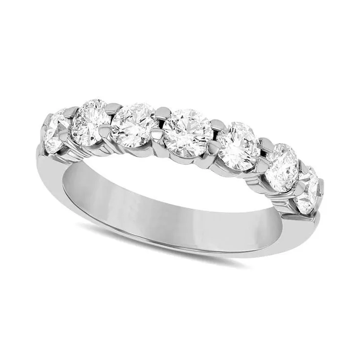 Rings Goldia 15 CT TW Natural Diamond Seven Stone Anniversary Band in Solid 14K White Gold