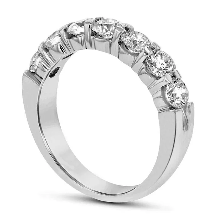 Rings Goldia 15 CT TW Natural Diamond Seven Stone Anniversary Band in Solid 14K White Gold