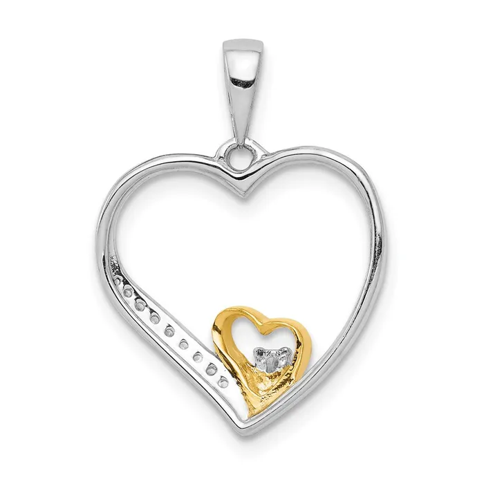 Rings Goldia 14k TwoTone Gold 120ct Real Diamond Double Heart Pendant