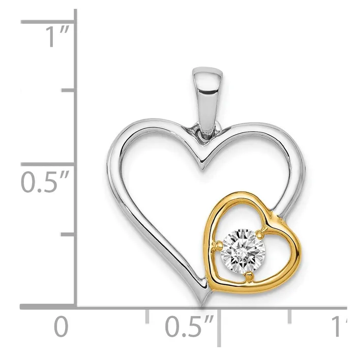 Rings Goldia 14k TwoTone Gold 15ct Real Diamond Double Heart Pendant
