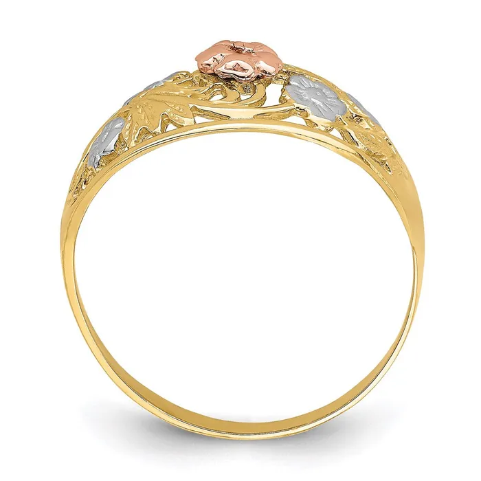 Rings Goldia 14k TwoTone Gold wWhite Rhodium Floral Dome Ring