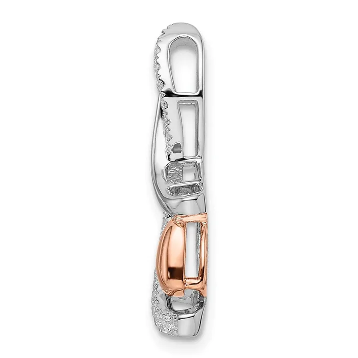 Rings Goldia 14k TwoTone Gold White and Rose Heart Real Diamond Chain Slide