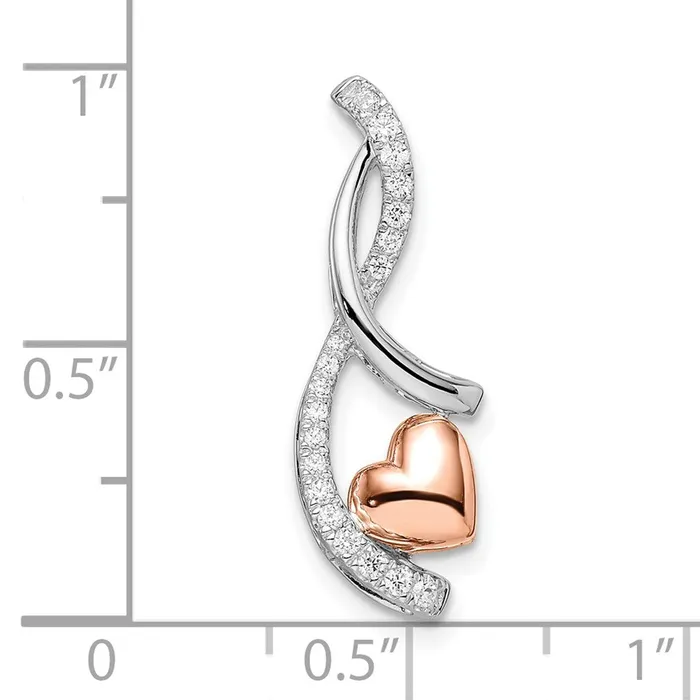 Rings Goldia 14k TwoTone Gold White and Rose Heart Real Diamond Chain Slide