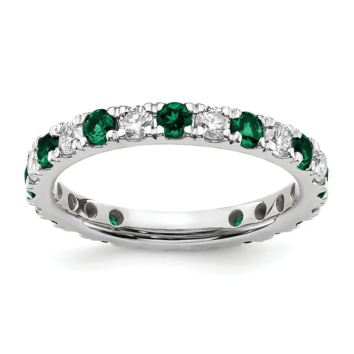 Rings Goldia 14k White Gold 34 Ct Lab Grown Diamond VSSI G and Lab Created Emerald Eternity Band Ring