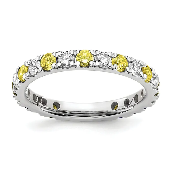 Rings Goldia 14k White Gold 34 Ct Lab Grown Diamond VSSI G and Lab Created Yellow Sapphire Eternity Band Ring