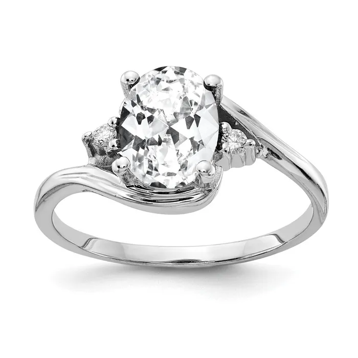 Rings Goldia 14k White Gold 8x6mm Oval Cubic Zirconia VS Diamond Ring