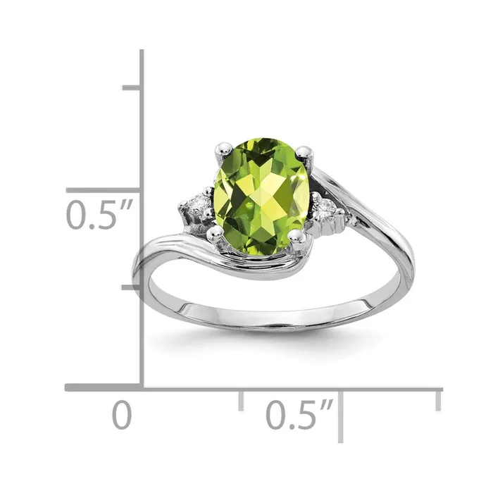 Rings Goldia 14k White Gold 8x6mm Oval Peridot AA Diamond ring