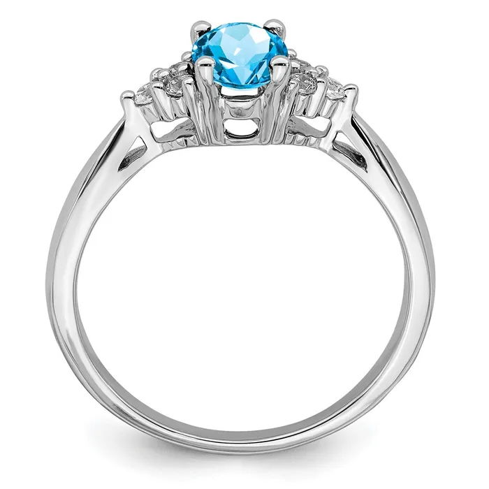 Rings Goldia 14k White Gold Blue Topaz and Real Diamond Ring