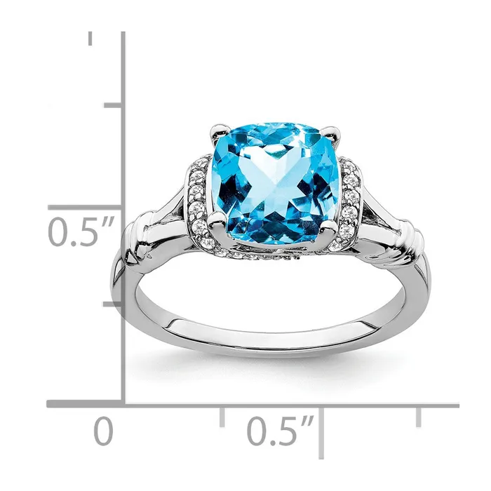 Rings Goldia 14k White Gold Blue Topaz and Real Diamond Ring