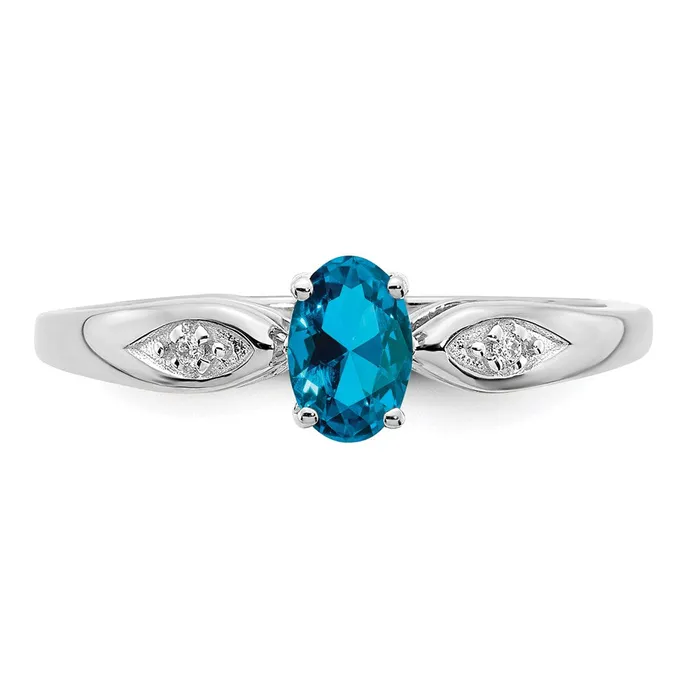 Rings Goldia 14k White Gold Blue Topaz and Real Diamond Ring